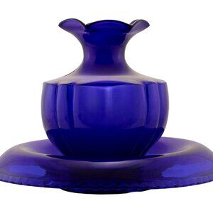 Art Deco Glass Paden City Quadroon Rolled Bowl and Vase